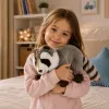 Guaxinim de peluche LEAN TOYS mascote – peluche realista fofo, cinzento 45 cm