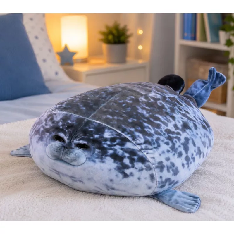 LEAN TOYS Peluche Foca Mascote Animal de Estimação Cor Natural Cinzento 38 cm