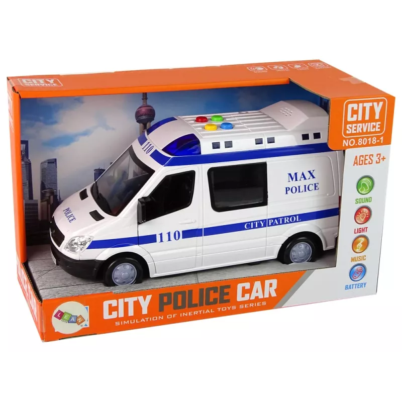 LEAN TOYS Carro de Polícia com Motor de Fricção, Som e Luz