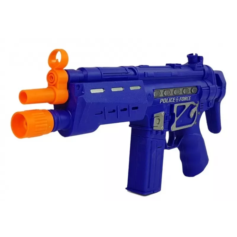 LEAN TOYS Conjunto de polícia com arma e distintivo, azul-marinho, efeitos de som e luz, 37 cm