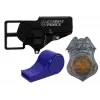 LEAN TOYS Conjunto de polícia revólver 20cm distintivo coldre apito efeitos de som e luz