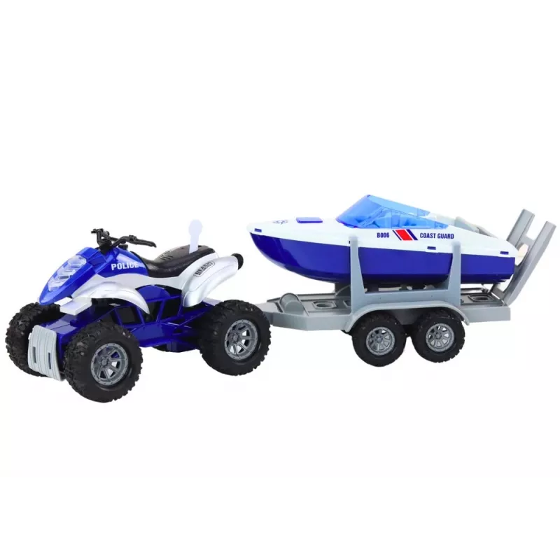 LEAN TOYS Quad da polícia com atrelado e barco a motor