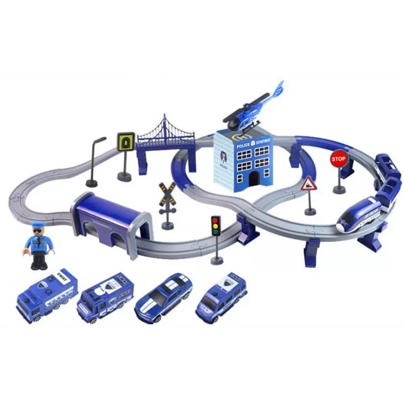 LEAN TOYS Conjunto de comboio cidade da polícia azul 203 km/h