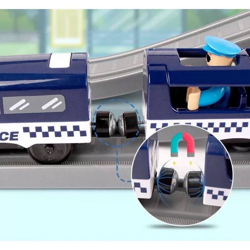 LEAN TOYS Conjunto de comboio cidade da polícia azul 203 km/h