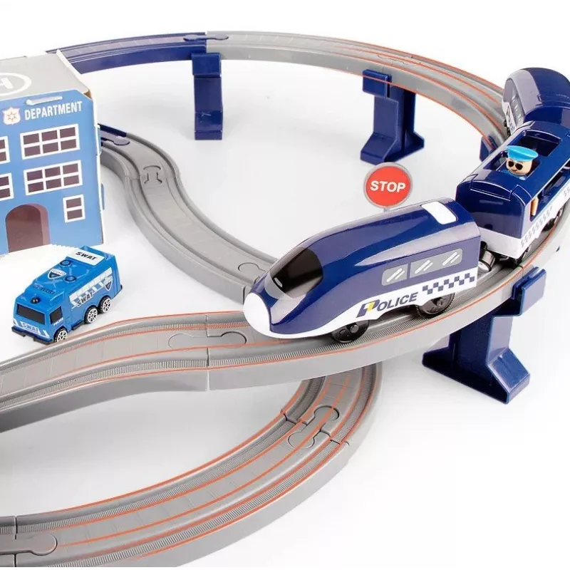 LEAN TOYS Conjunto de comboio cidade da polícia azul 203 km/h