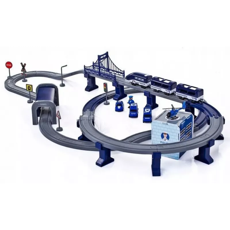 LEAN TOYS Conjunto de comboio cidade da polícia azul 203 km/h