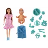 LEAN TOYS Boneca bebé mãe grávida com vestido rosa e acessórios