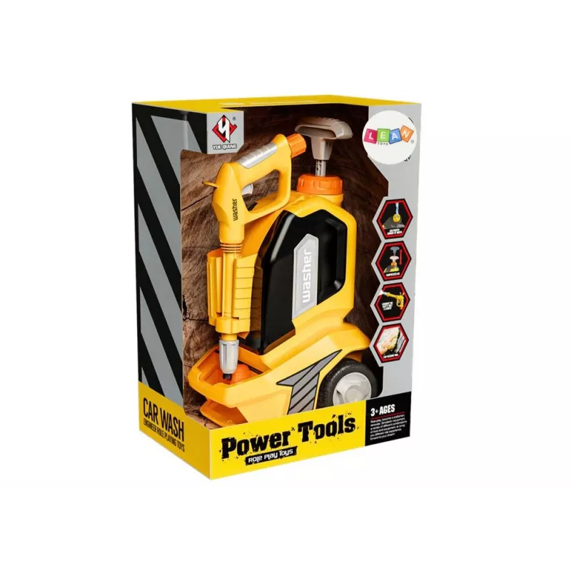 LEAN TOYS Máquina de lavar de alta pressão para crianças – conjunto de limpeza de brincar com pano, esponja e rodo, bomba manual, 750 ml, a partir dos 3 anos
