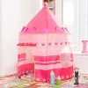 LEAN TOYS Tenda de brincar palácio de princesa para pequenas princesas rosa 135 x 105 cm