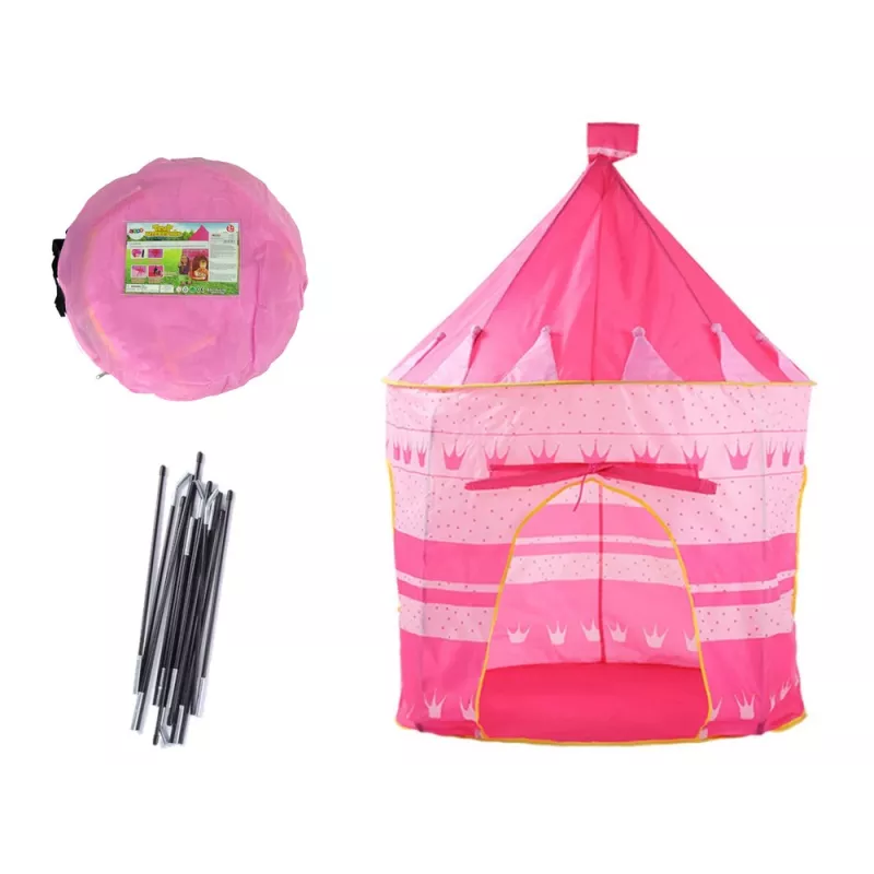 LEAN TOYS Tenda de brincar palácio de princesa para pequenas princesas rosa 135 x 105 cm