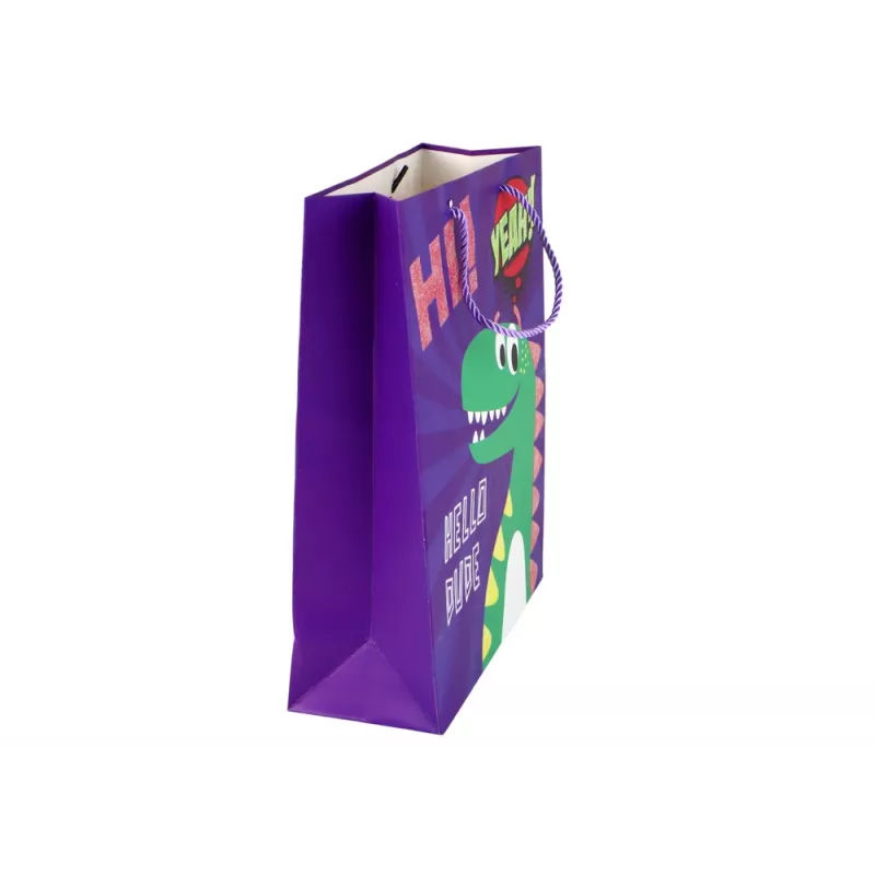 LEAN TOYS Saco de oferta de papel dinossauro roxo 32cm x 26cm x 10cm