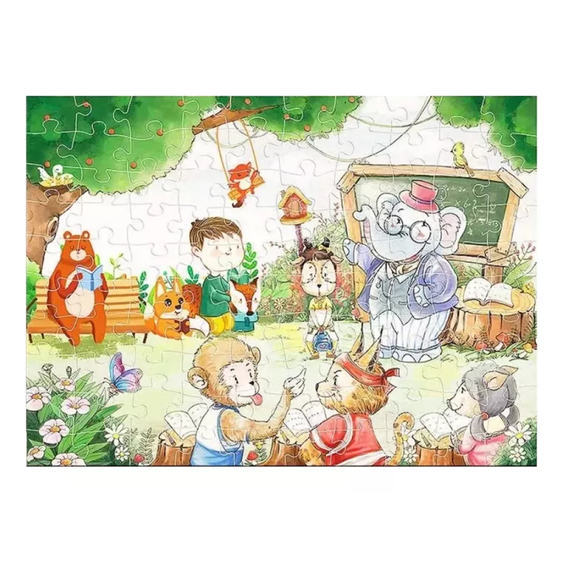 LEAN TOYS Puzzle Escola dos animais 100 peças