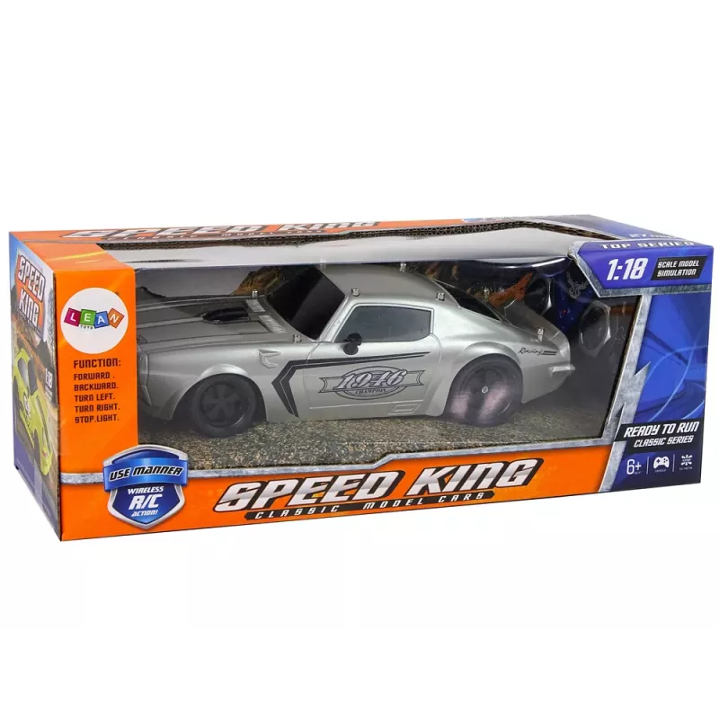 LEAN TOYS Carro desportivo R/C 1:18 prateado Champion piloto