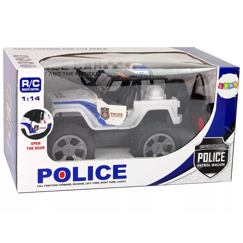 LEAN TOYS Carro telecomandado R/C JEEP Polícia Patrulha com portas que abrem