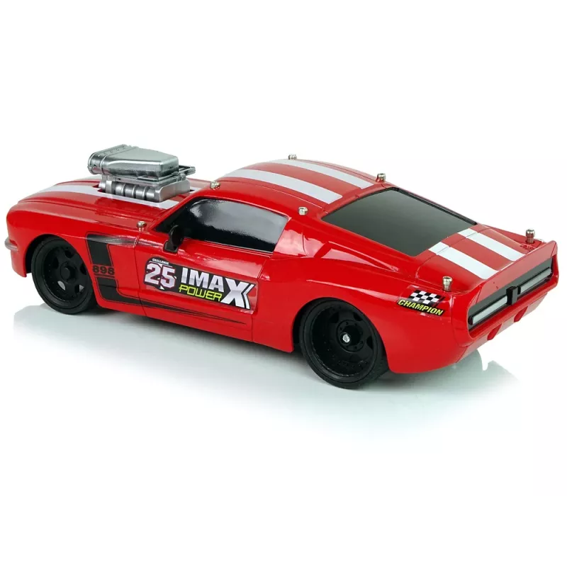 LEAN TOYS Carro desportivo R/C 1:16 vermelho faixas brancas piloto