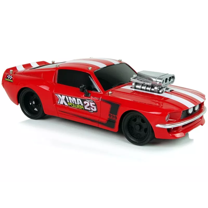 LEAN TOYS Carro desportivo R/C 1:16 vermelho faixas brancas piloto