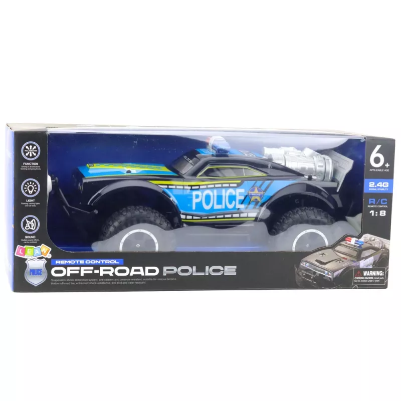 LEAN TOYS Carro de polícia RC todo-o-terreno 1:8 preto