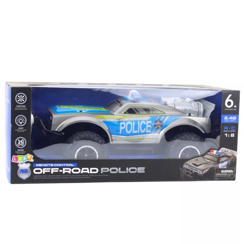Carro de polícia RC todo-o-terreno LEAN TOYS 1:8 prateado