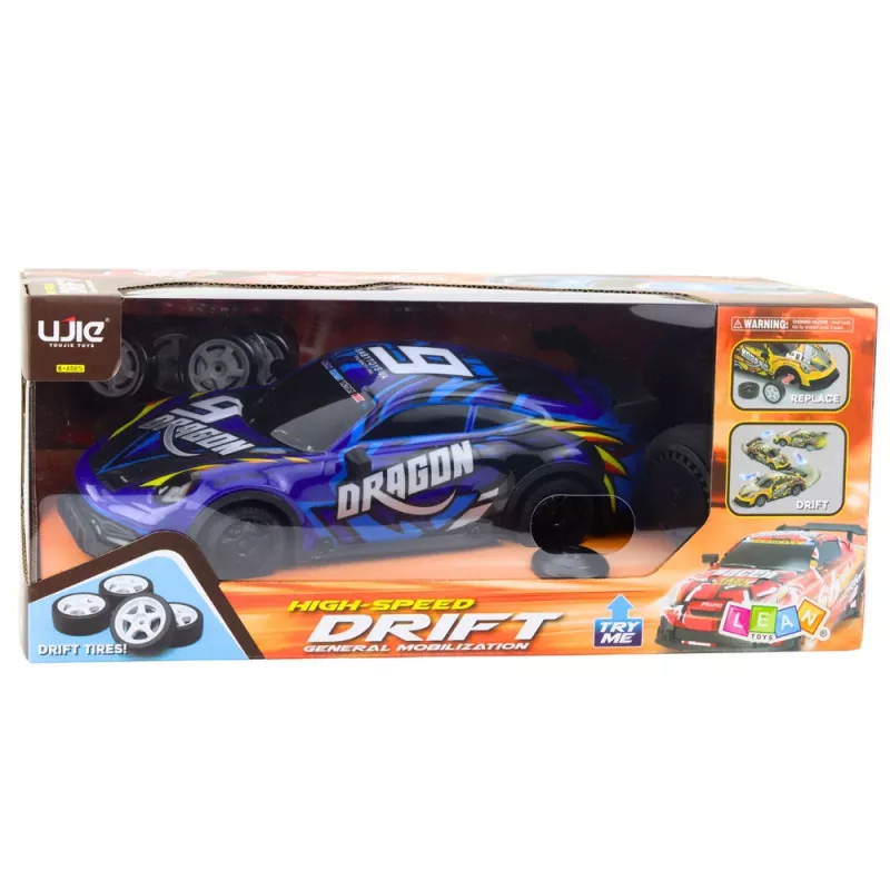 Carro desportivo RC LEAN TOYS com carroçaria de drift iluminada, azul 1:16 4WD 2,4GHz