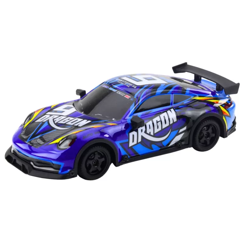 Carro desportivo RC LEAN TOYS com carroçaria de drift iluminada, azul 1:16 4WD 2,4GHz