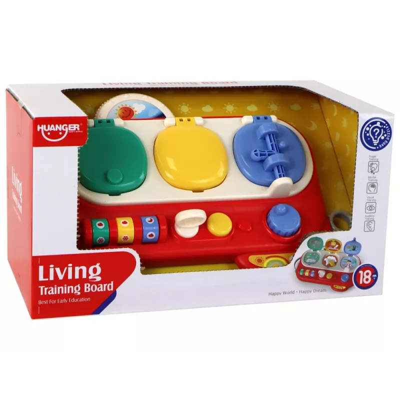 LEAN TOYS Quadro Sensorial de Aprendizagem Vermelho para Crianças - 12 Atividades Quadro de Atividades em Madeira
