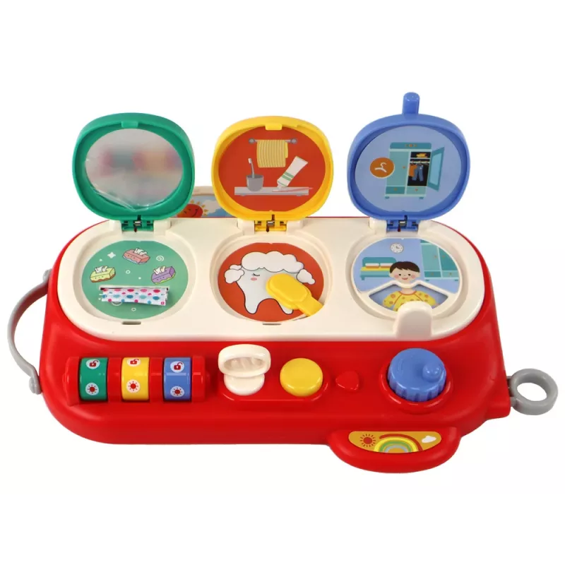 LEAN TOYS Quadro Sensorial de Aprendizagem Vermelho para Crianças - 12 Atividades Quadro de Atividades em Madeira