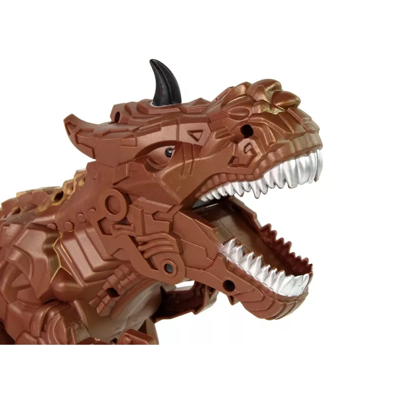 LEAN TOYS Dinossauro com controlo remoto e projeção de vapor castanho