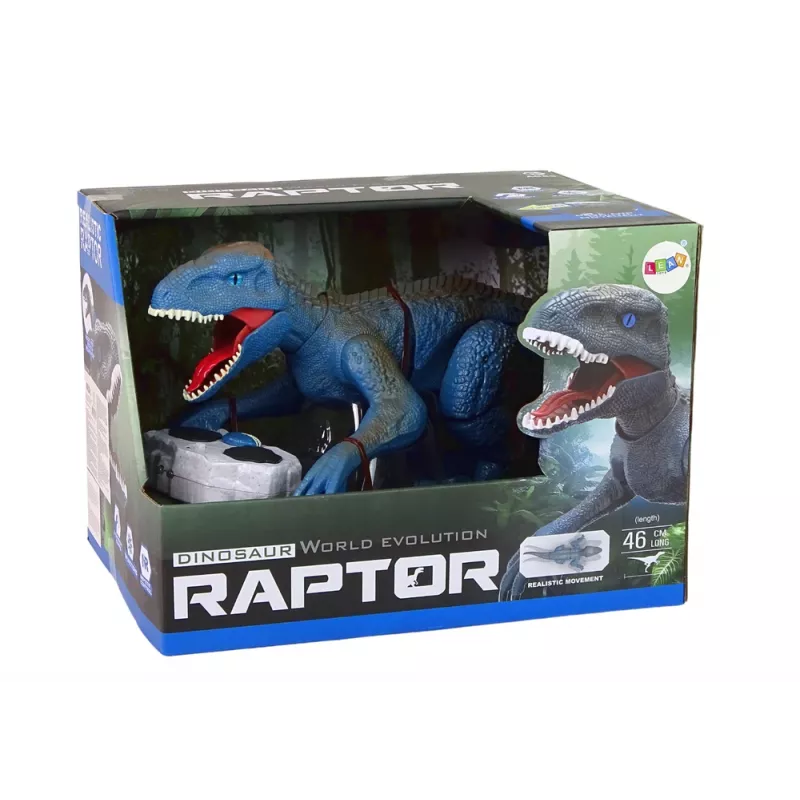 LEAN TOYS Dinossauro Velociraptor Controlado por Rádio com Som e Rugido, Azul