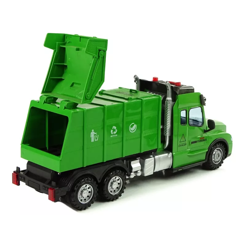 LEAN TOYS Camião do lixo telecomandado 2.4G luzes sons verde