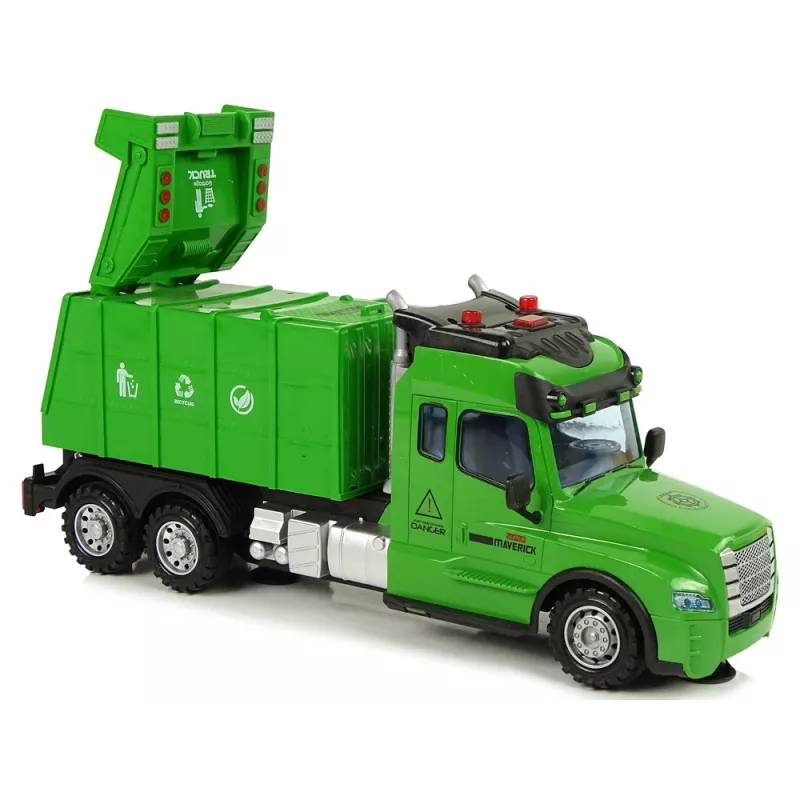 LEAN TOYS Camião do lixo telecomandado 2.4G luzes sons verde