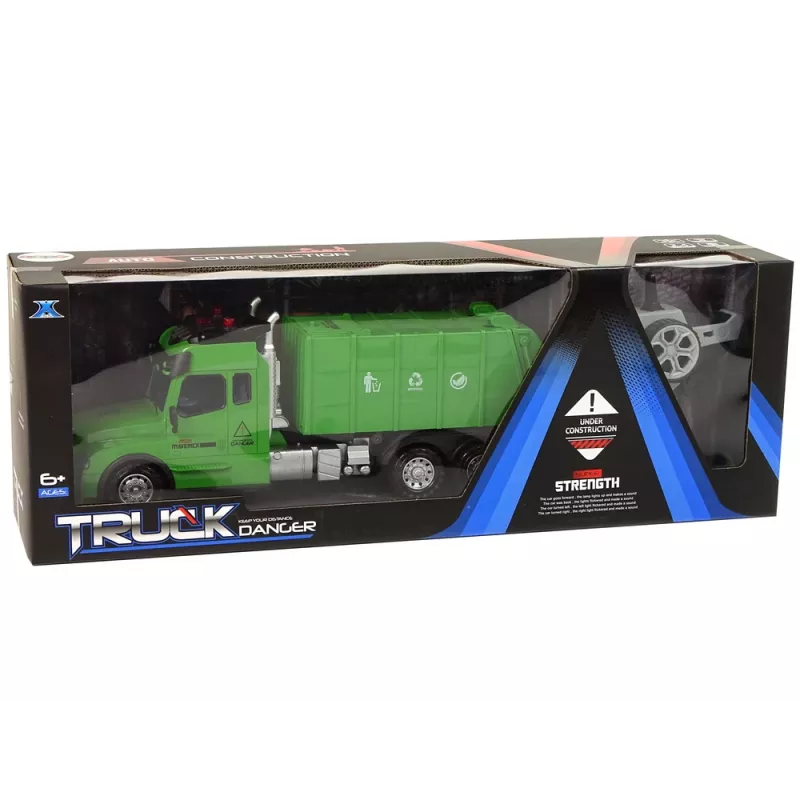 LEAN TOYS Camião do lixo telecomandado 2.4G luzes sons verde