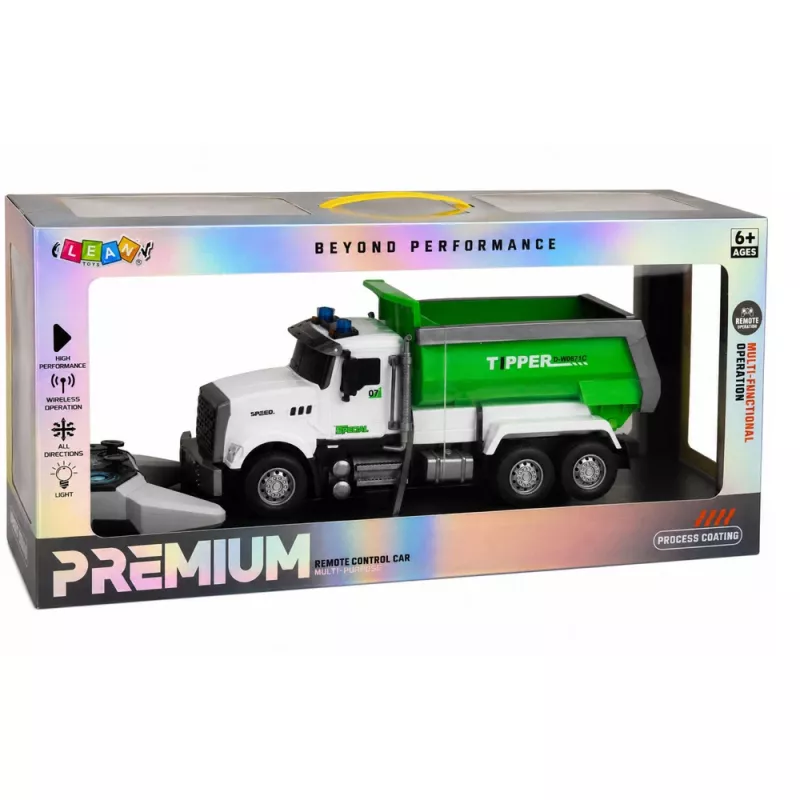 Camião basculante RC LEAN TOYS com caixa basculante móvel verde 1:14