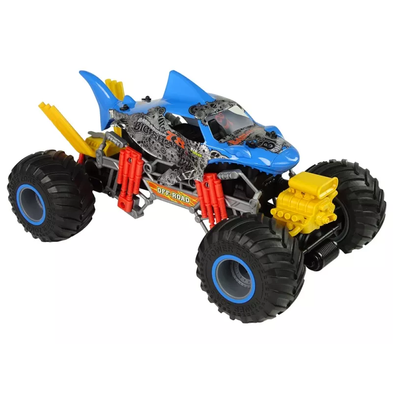 LEAN TOYS Carro de terreno tubarão controlado por rádio 1:10 2.4G Azul 15 km/h Steam