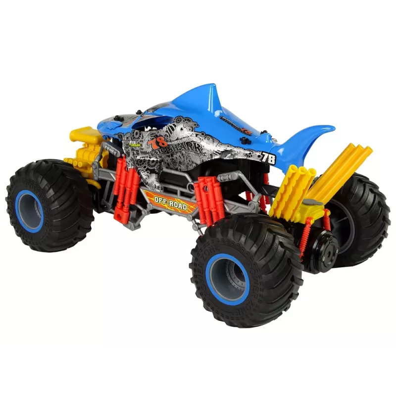 LEAN TOYS Carro de terreno tubarão controlado por rádio 1:10 2.4G Azul 15 km/h Steam