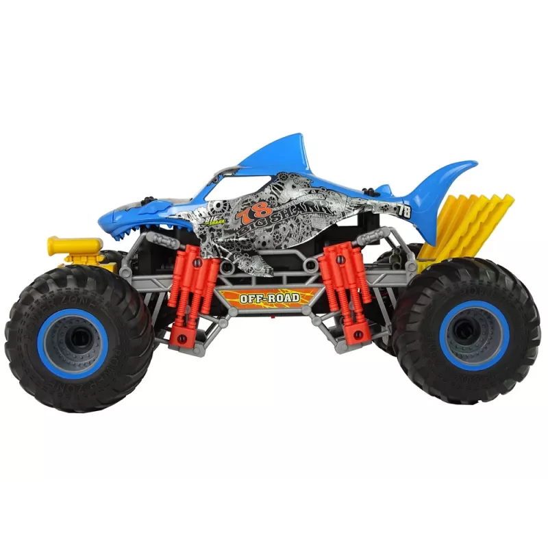 LEAN TOYS Carro de terreno tubarão controlado por rádio 1:10 2.4G Azul 15 km/h Steam