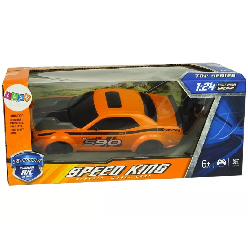 LEAN TOYS Carro desportivo telecomandado 1:24 Racing laranja 27 MHz piloto