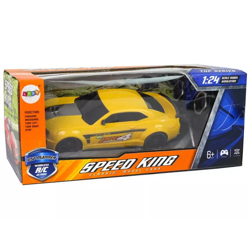 LEAN TOYS Carro desportivo telecomandado 1:24 Racing amarelo vidros fumados