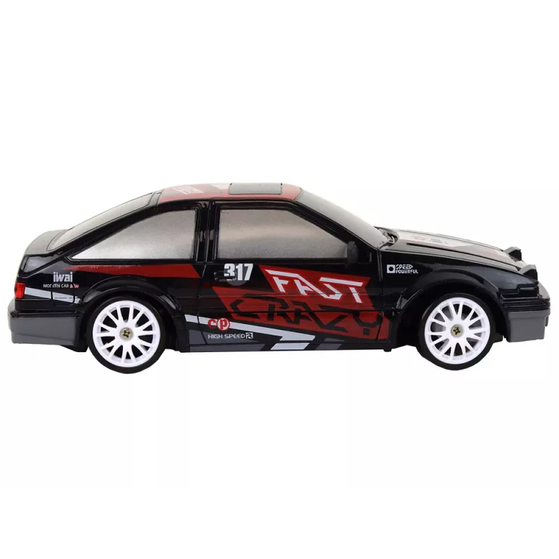 LEAN TOYS Carro desportivo telecomandado R/C 1:24 preto, rodas substituíveis