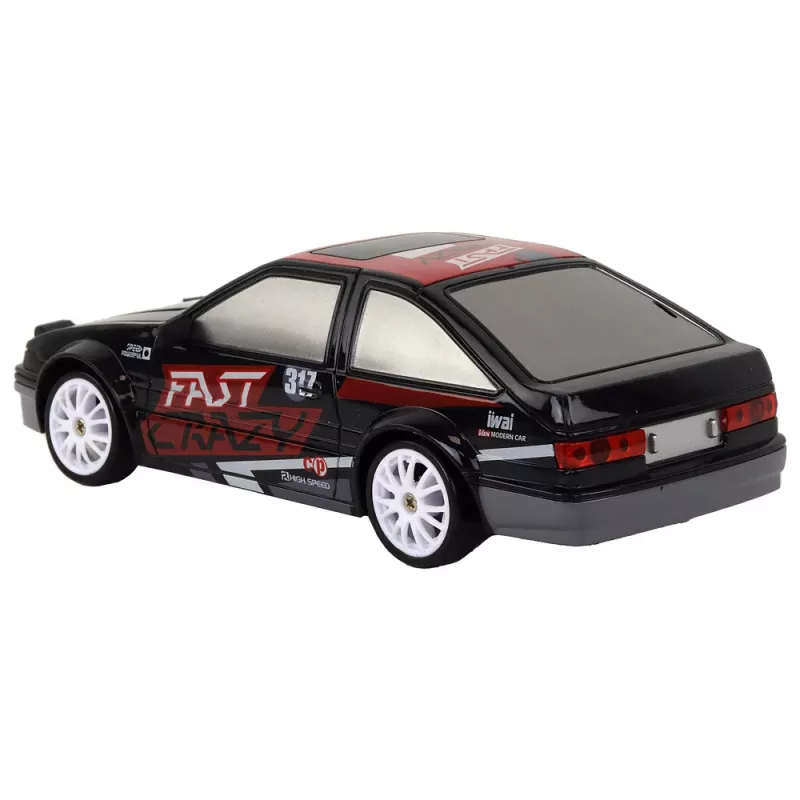 LEAN TOYS Carro desportivo telecomandado R/C 1:24 preto, rodas substituíveis