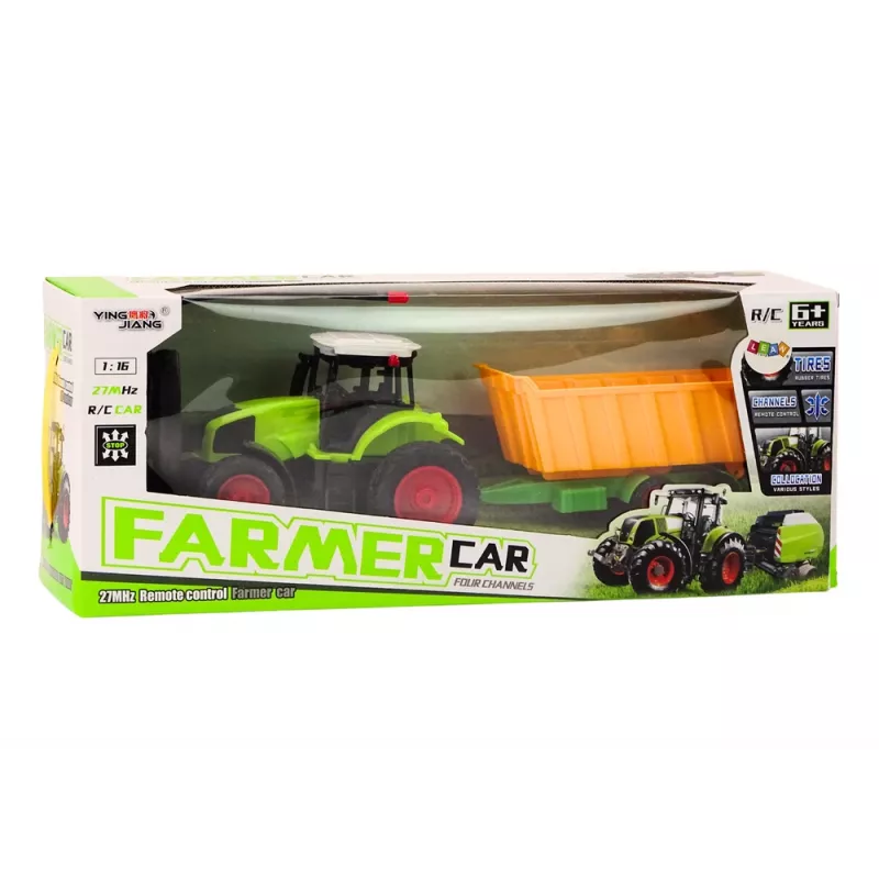 LEAN TOYS Trator telecomandado com atrelado RC 1:16 verde