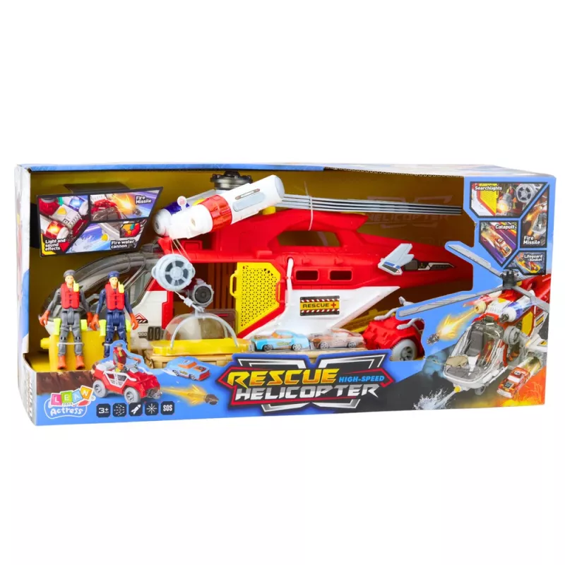 LEAN TOYS Helicóptero de salvamento Acessórios multifunções com efeitos de luz e som