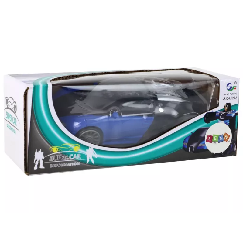 LEAN TOYS Carro robô 2em1 Bugatti azul efeitos de luz