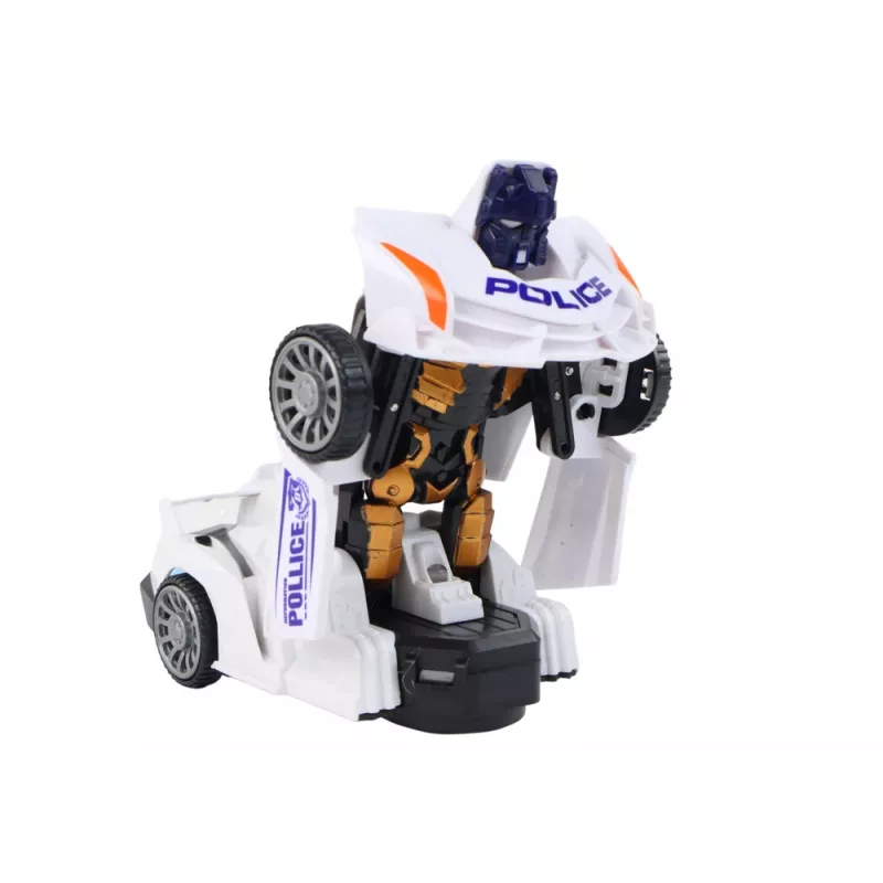 LEAN TOYS Carro robô polícia branco transformação 2em1