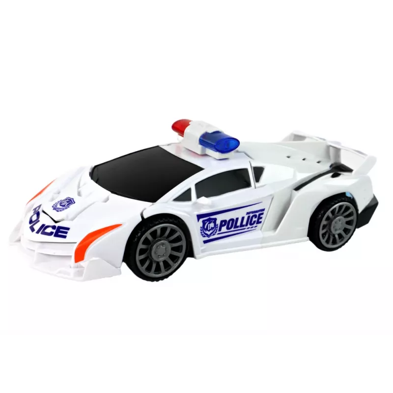 LEAN TOYS Carro robô polícia branco transformação 2em1