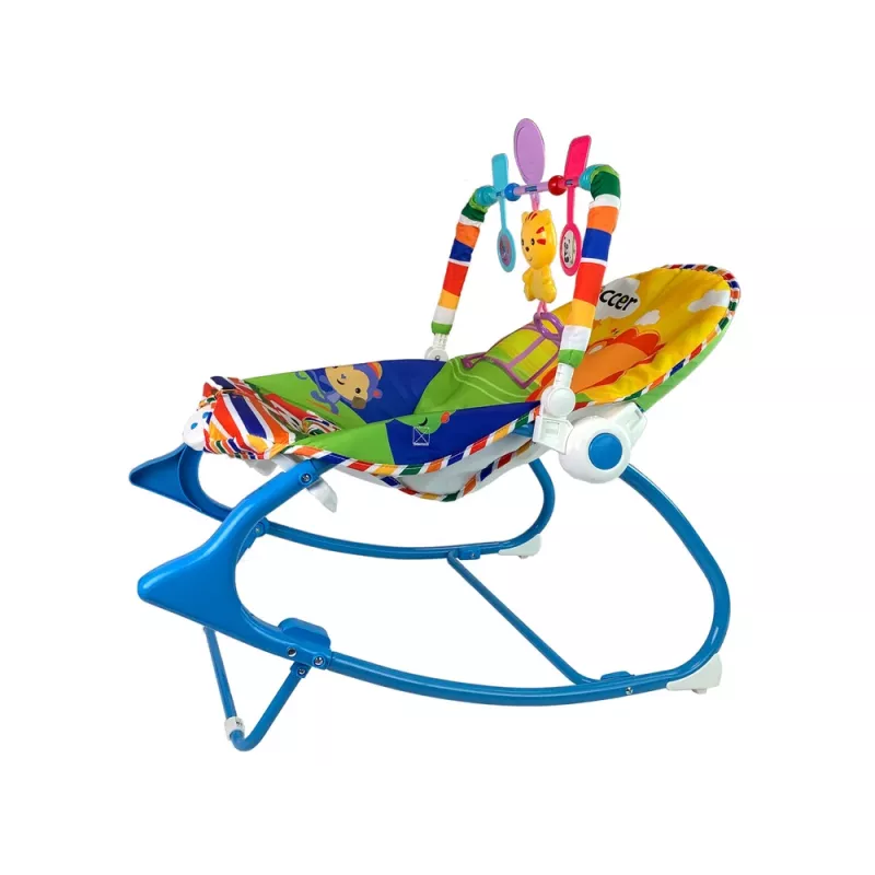LEAN TOYS Cadeira de baloiço 2 em 1 azul tigre sons vibração