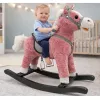 LEAN TOYS Cavalo de balanço com sela, balanço de pé, sons, rosa, 74 cm