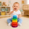 LEAN TOYS Torre piramidal rotativa classificador arco-íris puzzle 36 cm 6 peças