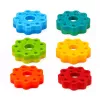 LEAN TOYS Torre piramidal rotativa classificador arco-íris puzzle 36 cm 6 peças