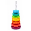 LEAN TOYS Torre piramidal rotativa classificador arco-íris puzzle 36 cm 6 peças