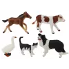 LEAN TOYS Conjunto de Figuras Animais da Quinta 5 peças Cavalo Vaca Gato Ganso Cão